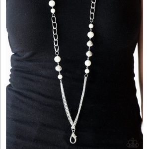 Silver pearl lanyard necklace